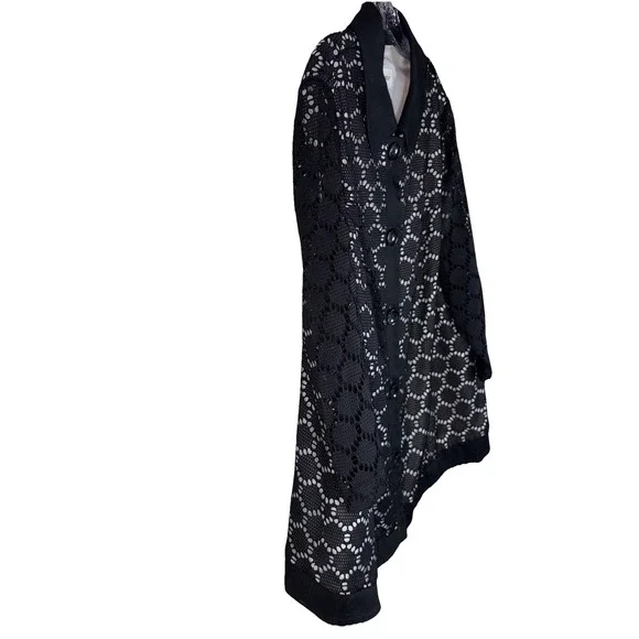 Tanjay Women's Black Button-Up Blazer Style Top – White Lined, Collared, Size 20 - Picture 3 of 5